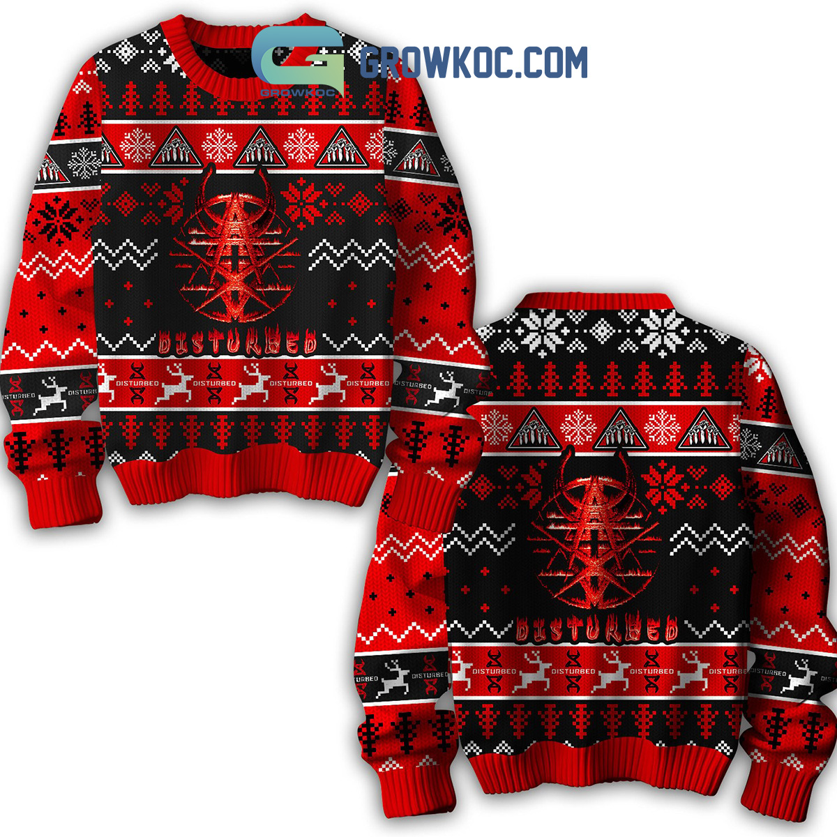 Disturbed Band Red Hell Ugly Sweater2B1 KXf3J