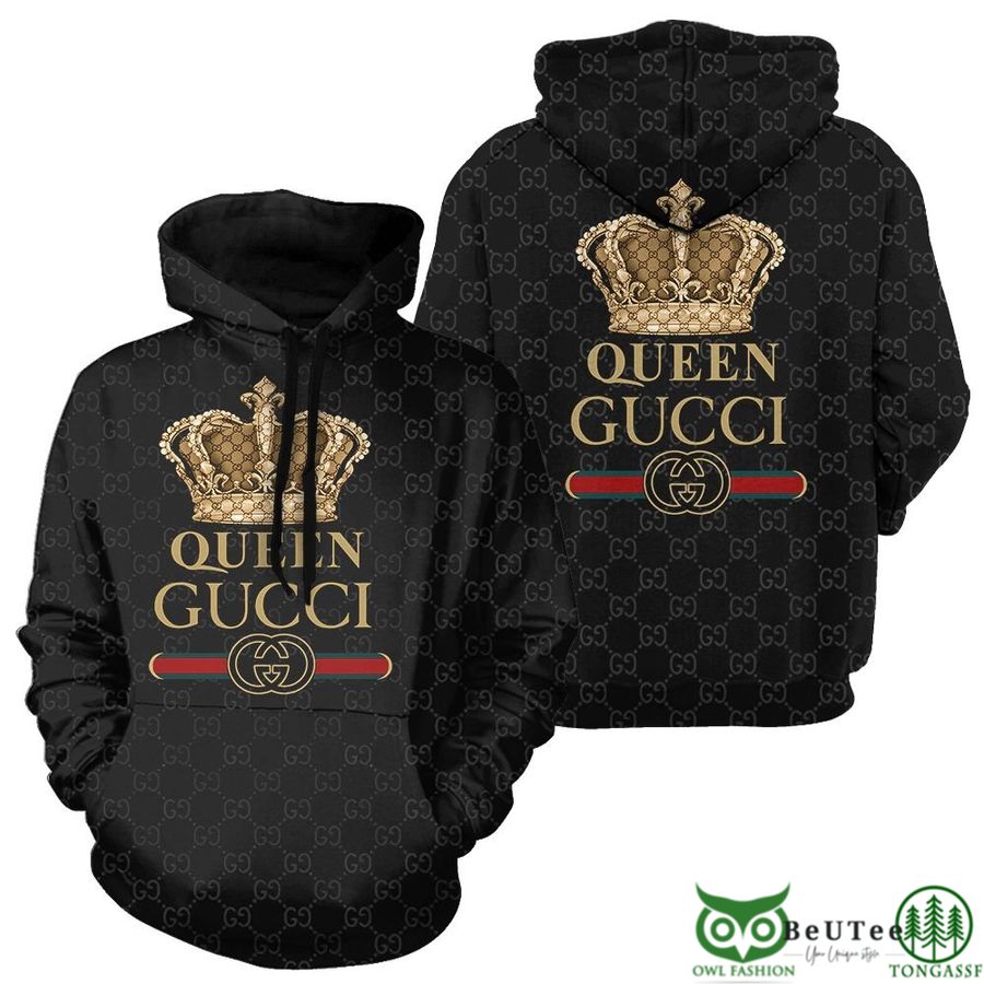 Dk12L3Pe 37 Luxury Gucci Queen Black Monogram 3D Hoodie