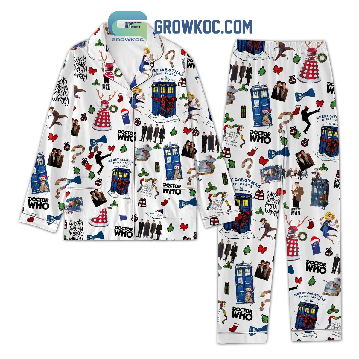 Doctor Who Merry Christmas Planet Earth Pajamas Set2B1 sH7bH