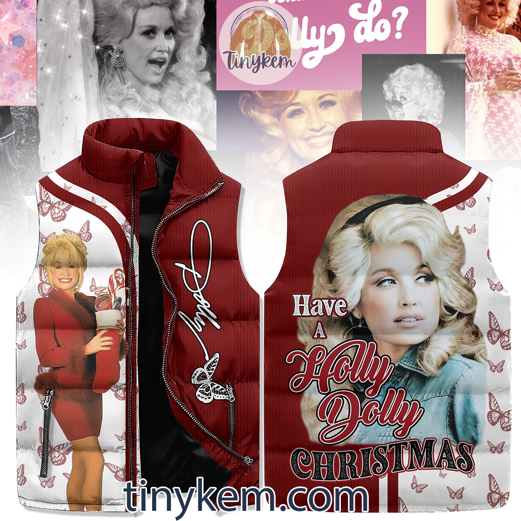 Dolly Parton Christmas Puffer Sleeveless Jacket2B1 FF5WO