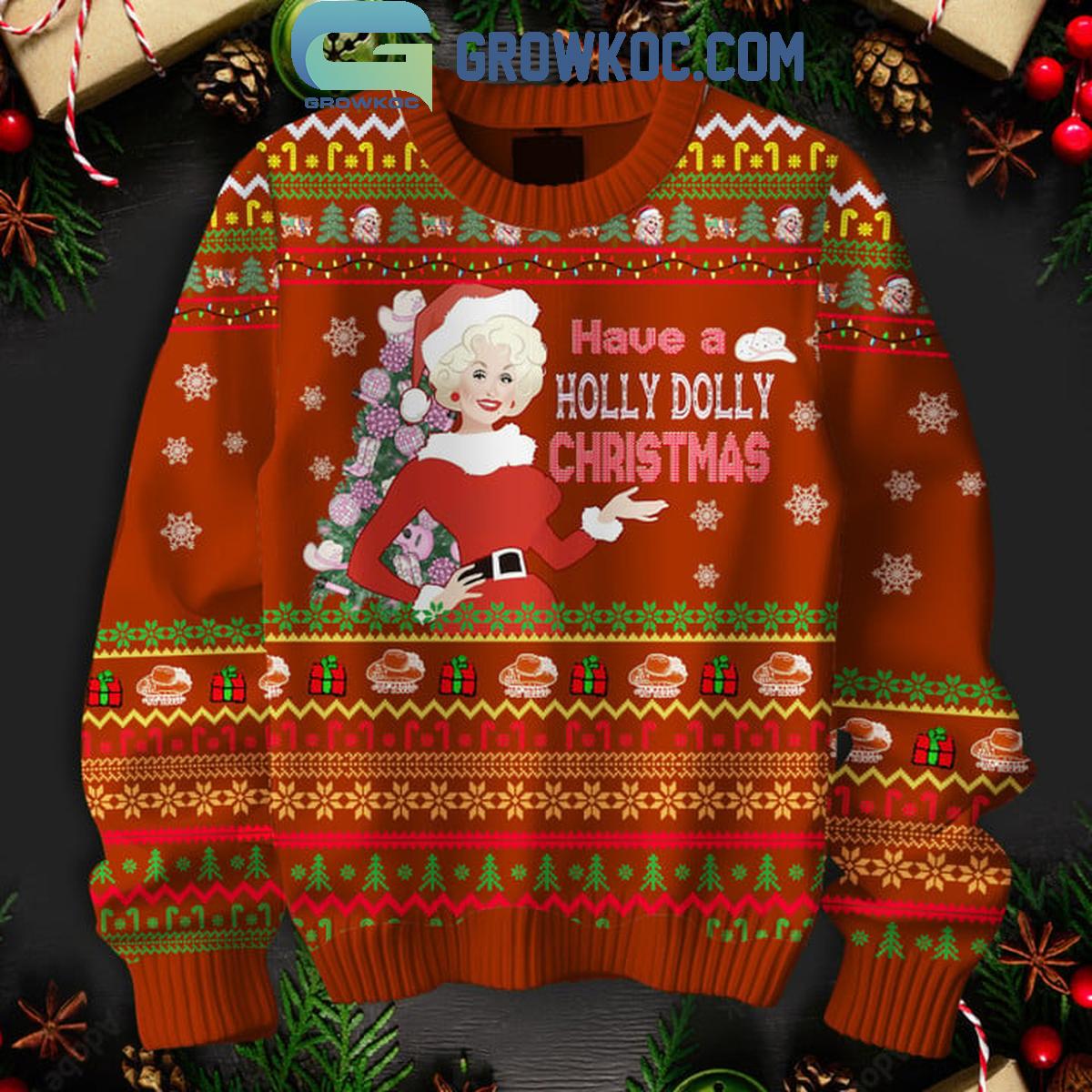 Dolly Parton Have A Holly Dolly Christmas Ugly Sweater Red Version 1 hsQsb