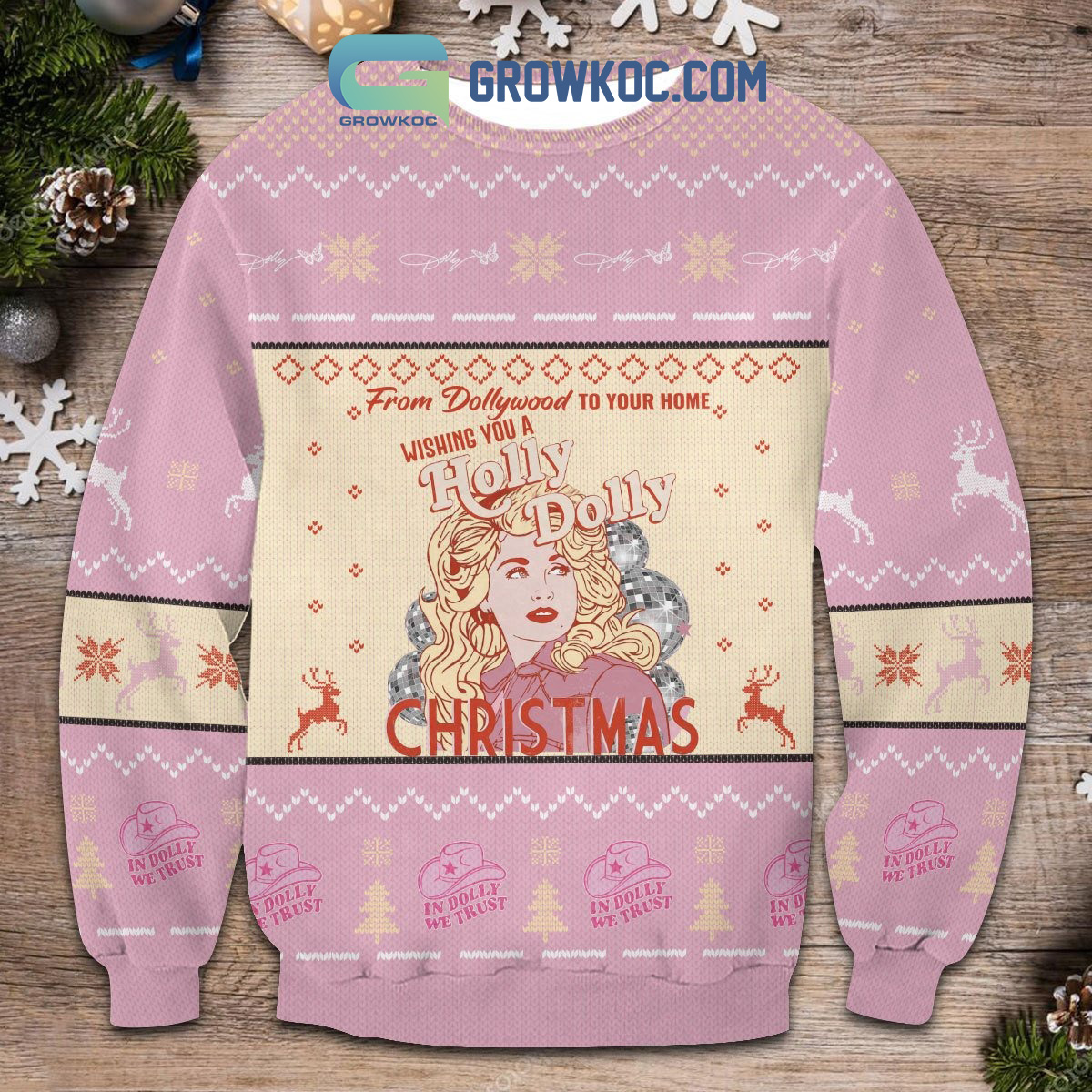 Dolly Parton Wishing You A Holly Dolly Christmas Ugly Sweater 2B1 IRlvp