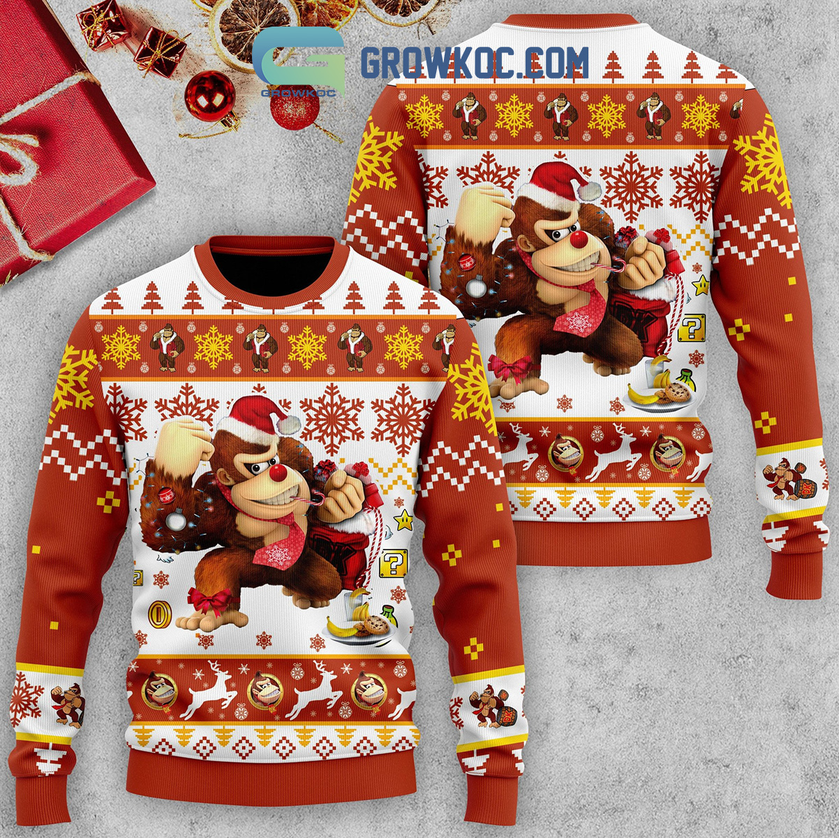 Donkey Kong Snow Christmas Ugly Sweater2B1 EyBWd