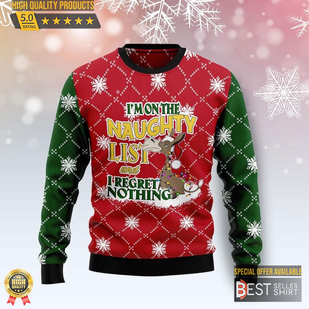 Donkey Naughty List Ugly Christmas Sweater Christmas Gifts 1