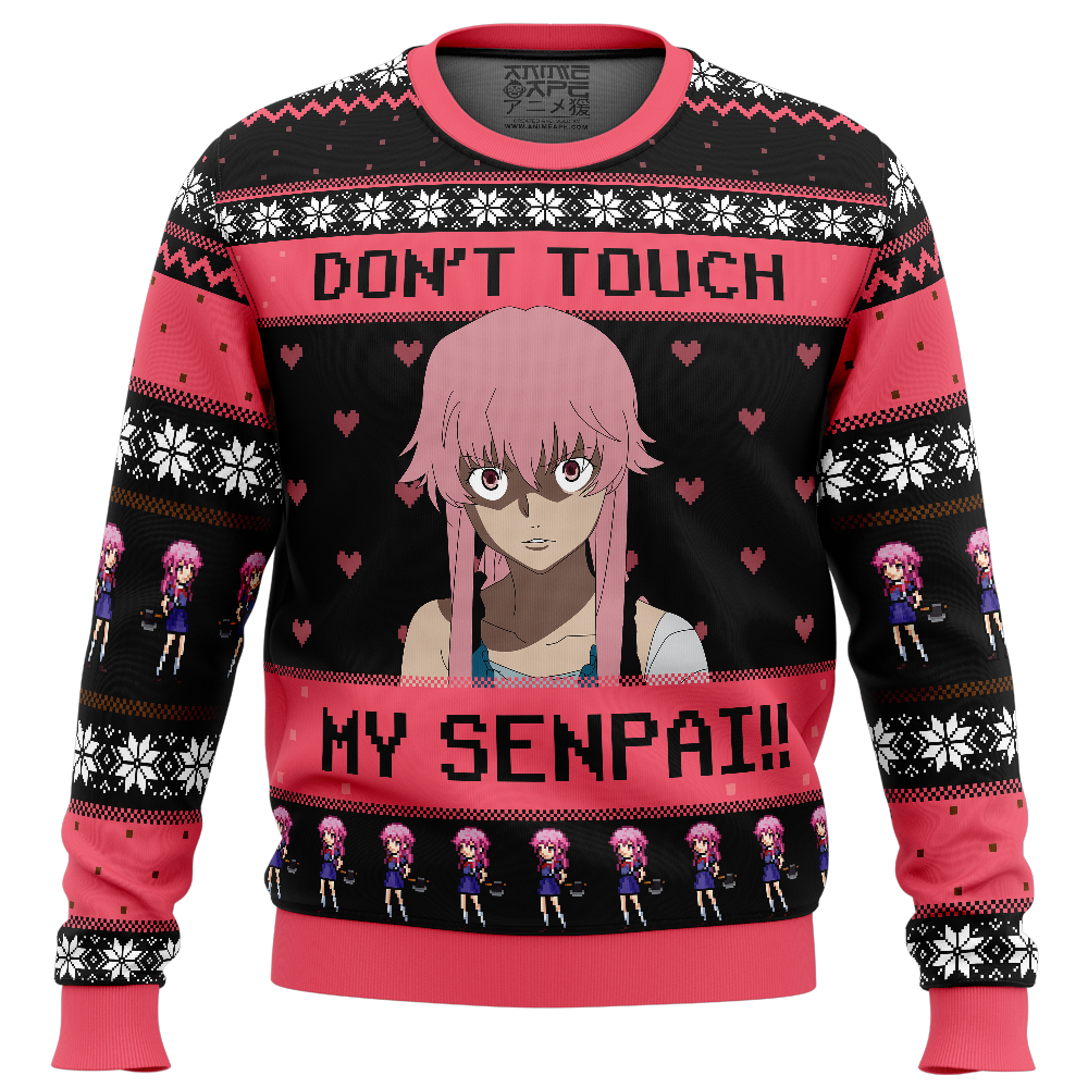 Dont Touch My Senpai The Future Diary Ugly Christmas Sweater FRONT mockup