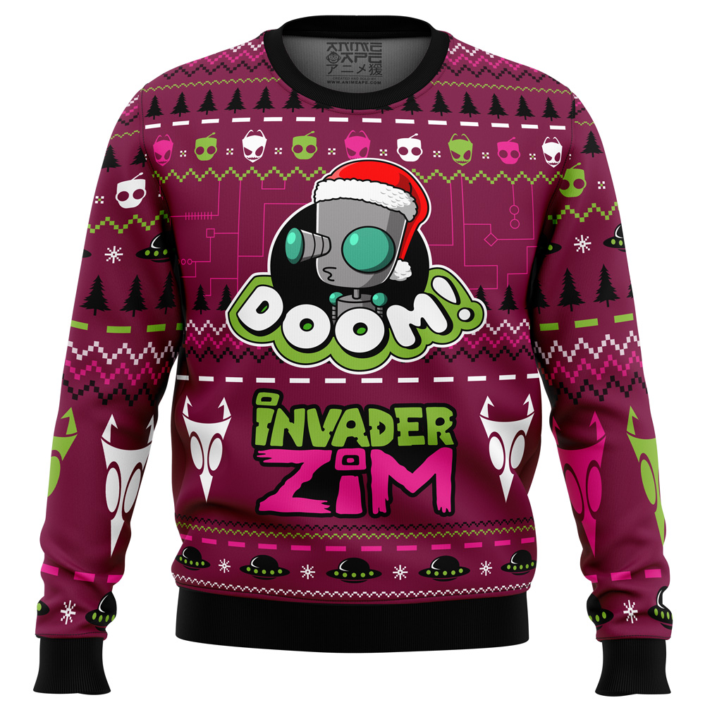 Doom Invader Zim Ugly Christmas Sweater FRONT mockup