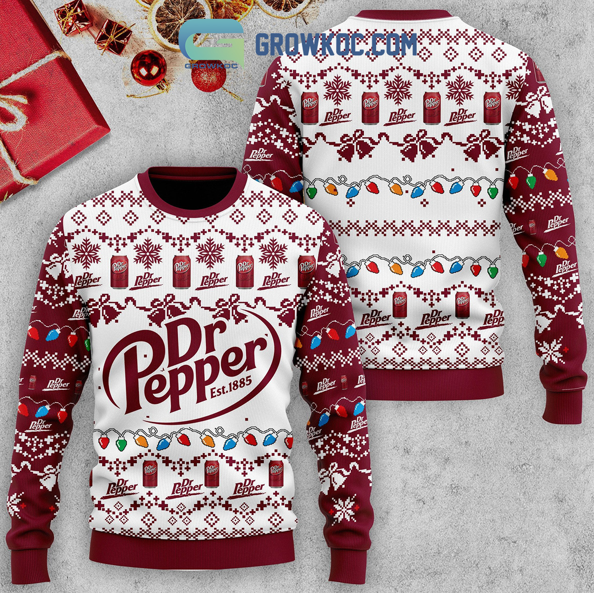 Dr Pepper EST 1885 Christmas Ugly Sweater2B1 naOSV