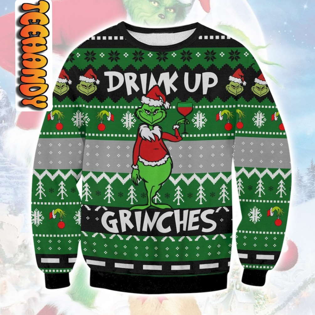 Drink Up Grinch Ugly Christmas Sweater