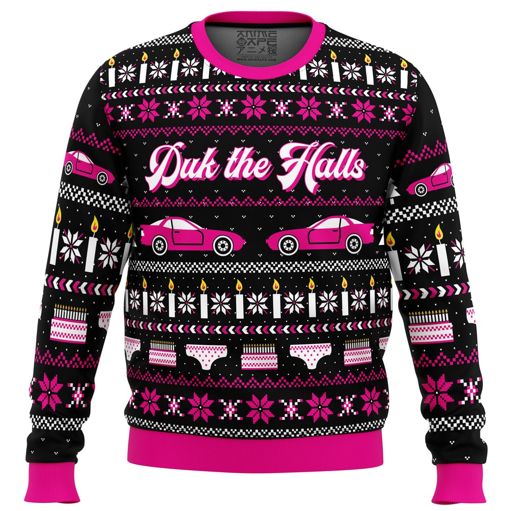 Duk the Halls Sixteen Candles PC Ugly Christmas Sweater front mockup