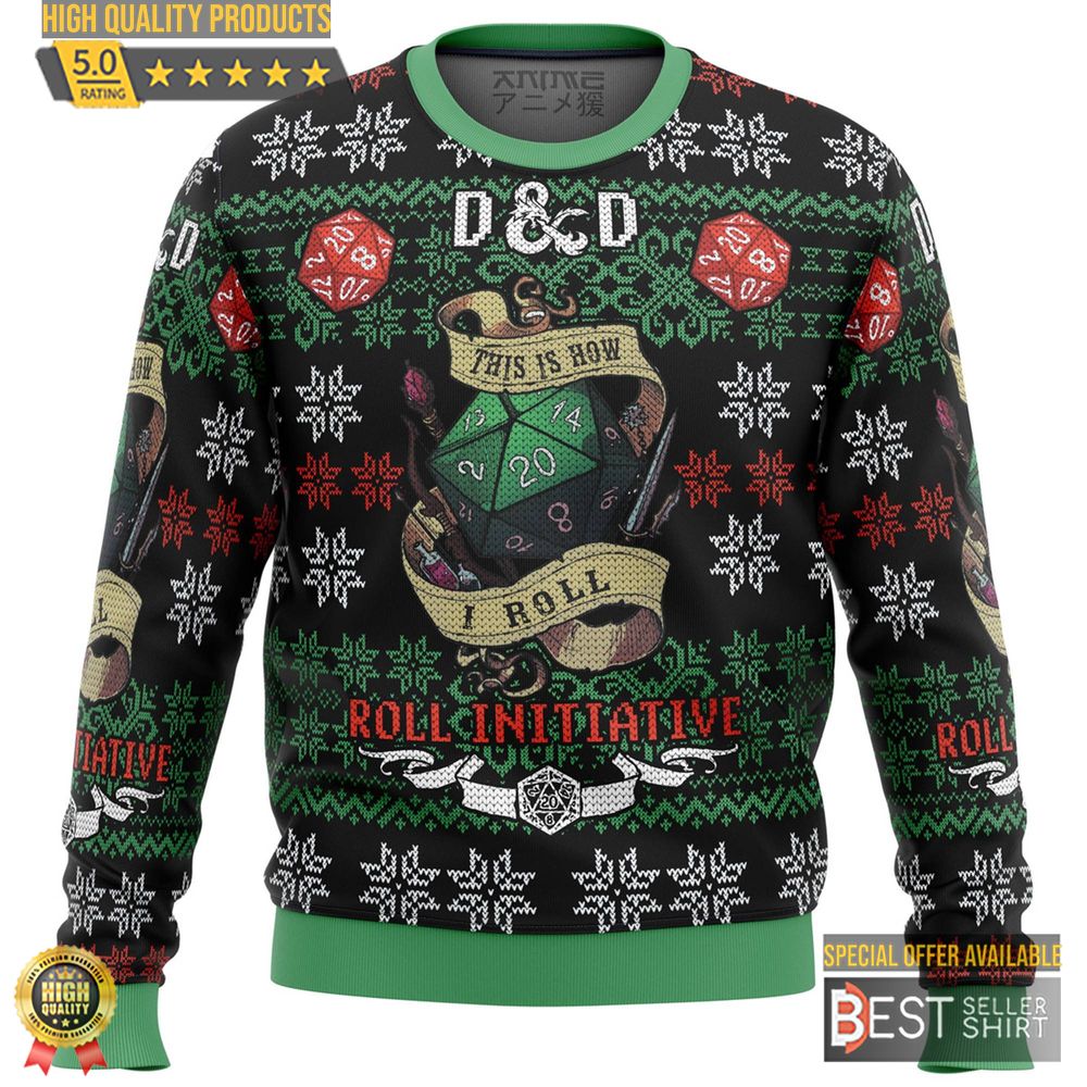 Dungeons Dragons Roll Initiative Ugly Christmas Sweatshirt Dungeons Master Ugly Sweater 1