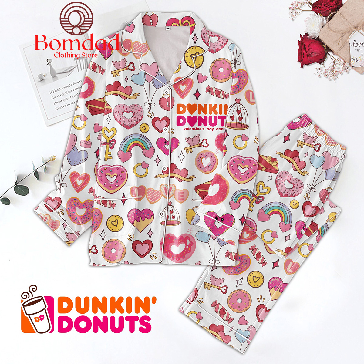 Dunkin Donuts Valentines Day Donut Pajamas Set Bomdad e0c981 0