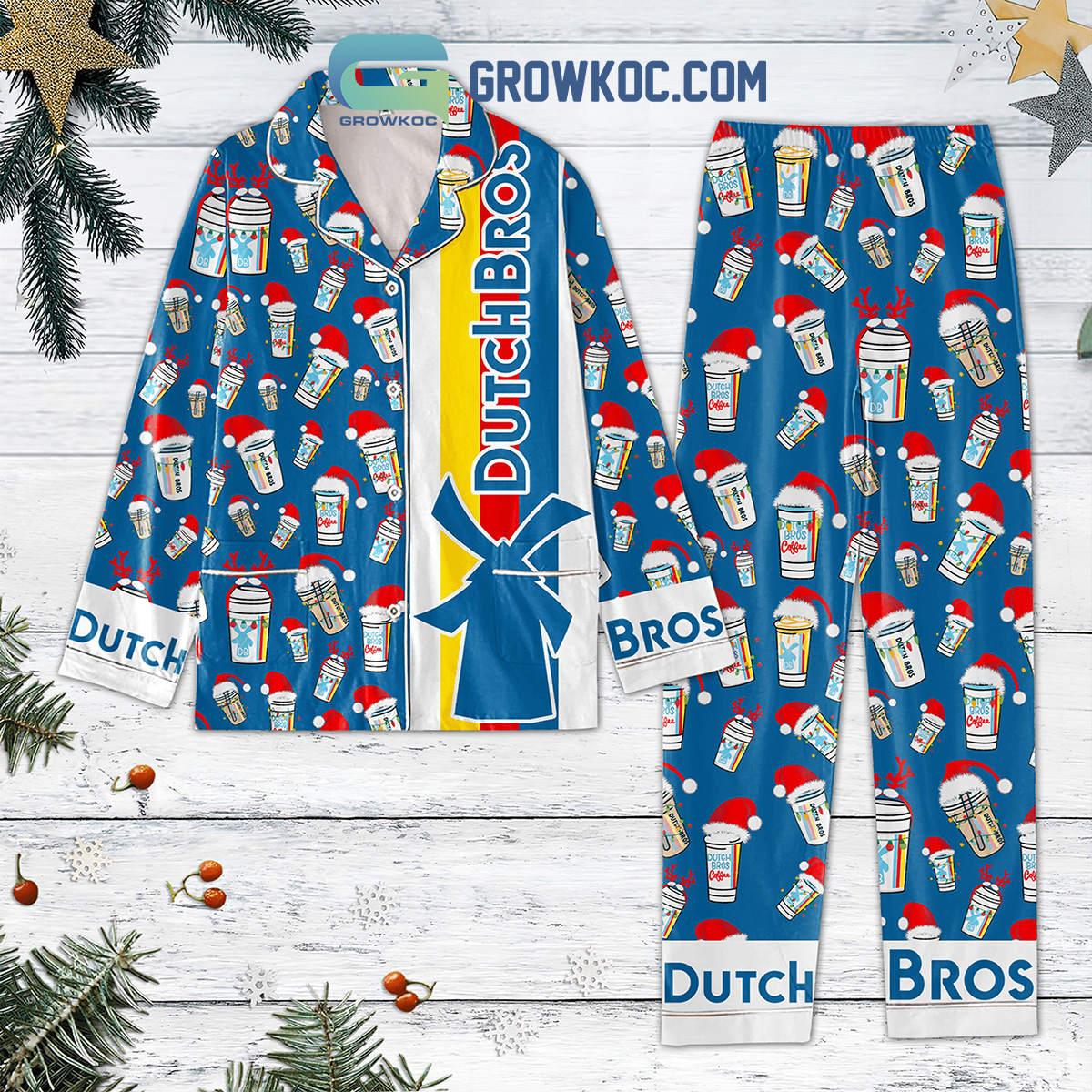 Dutch Bros Coffee Christmas Pajamas Set2B1 QNDa5