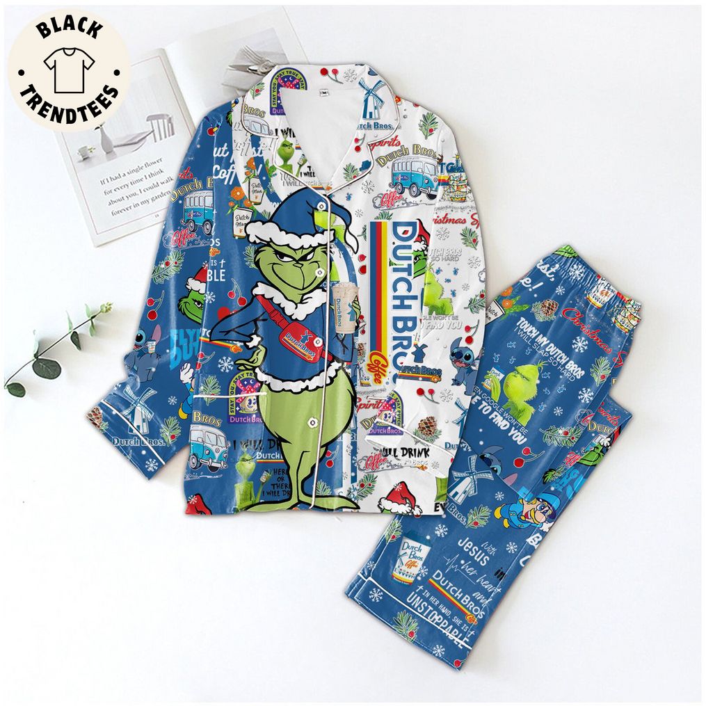 Dutch Bros Grinch Holding A Glass Of Water To Drink Design Pijamas Set 3e0578 0