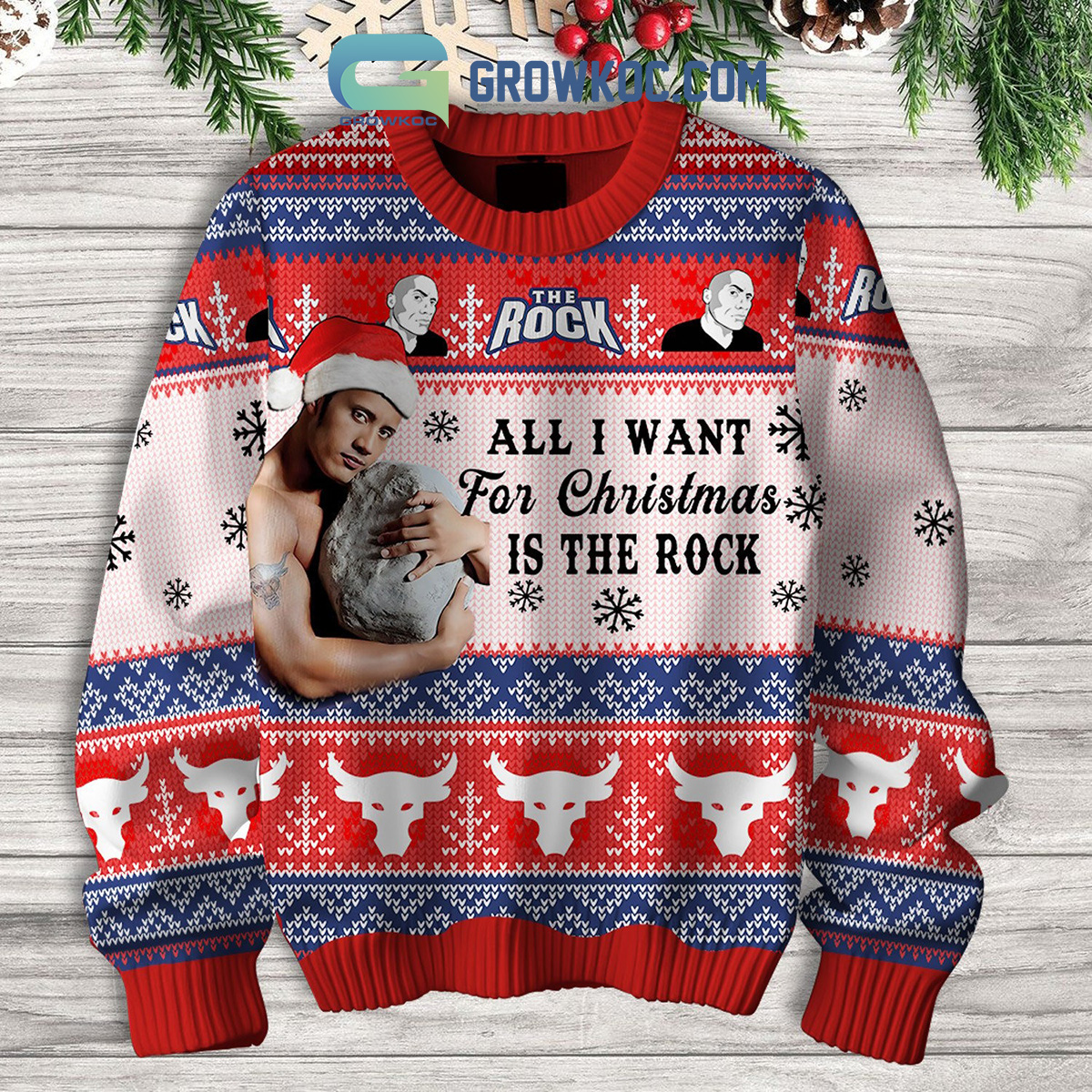 Dwayne Johnson The Rock Is All I Want For Christmas Ugly Sweater2B1 yBfTJ