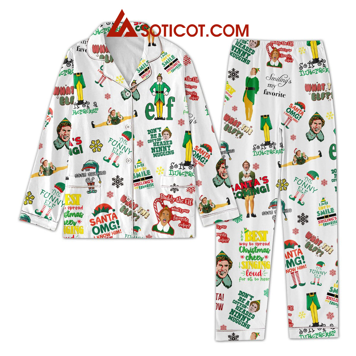 ELF Dont Be A Cotton Headed Ninny Muggins Pajamas Set2B1 A3Poz