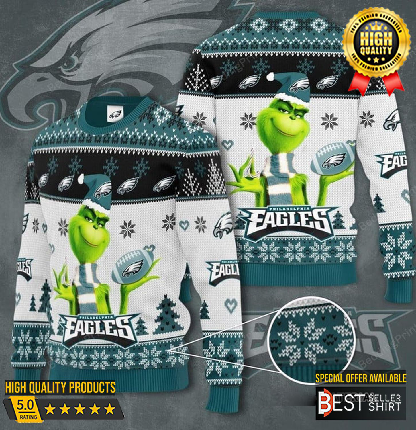 Eagles Football Nfl Grinch Ugly Christmas Sweater Grinch Christmas Movie