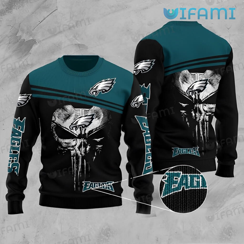 Eagles Ugly Sweater Punisher Skull Logo Philadelphia Eagles Gift