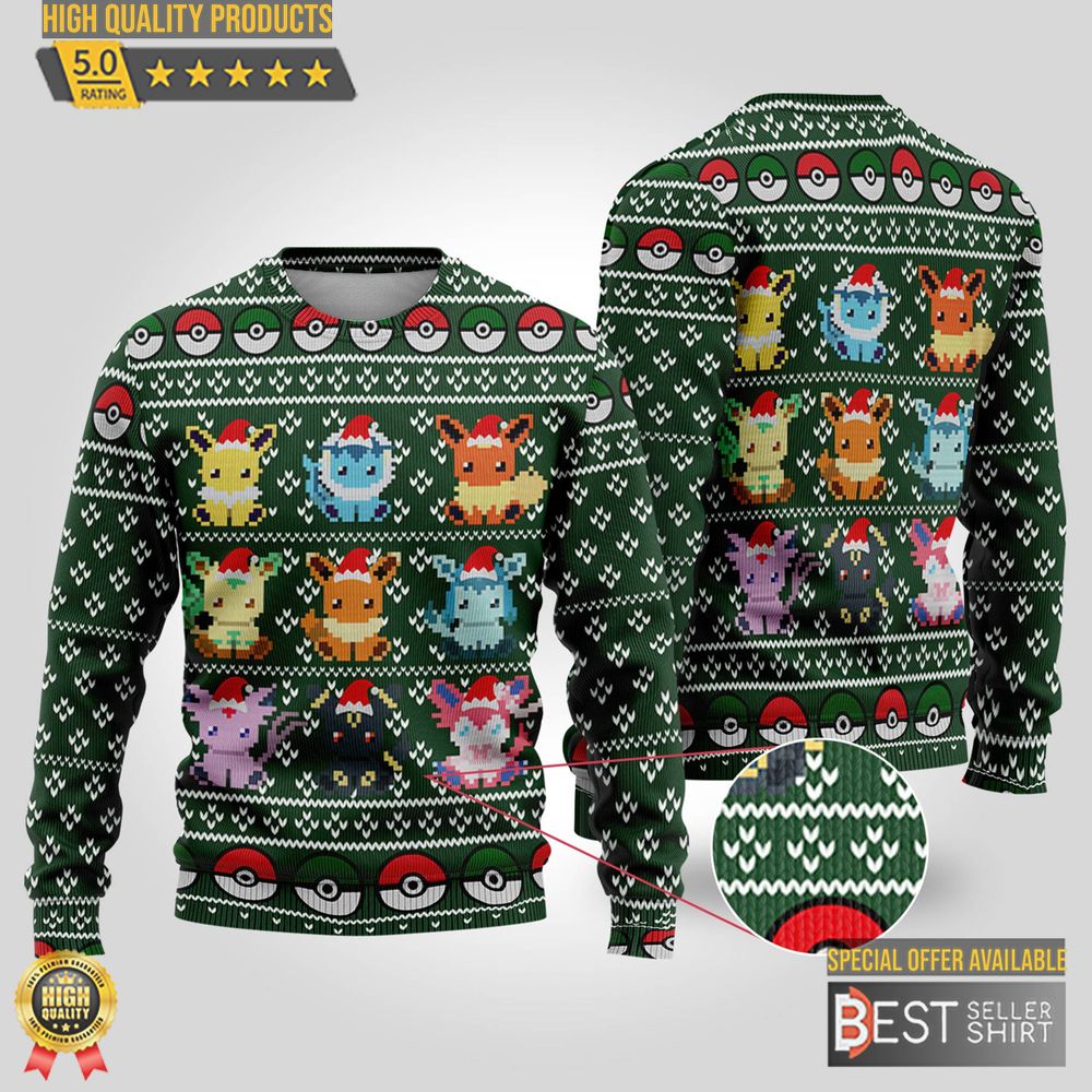 Eevee Ugly Sweater Evolution Of Eevee Christmas Sweater Christmas Gifts 1