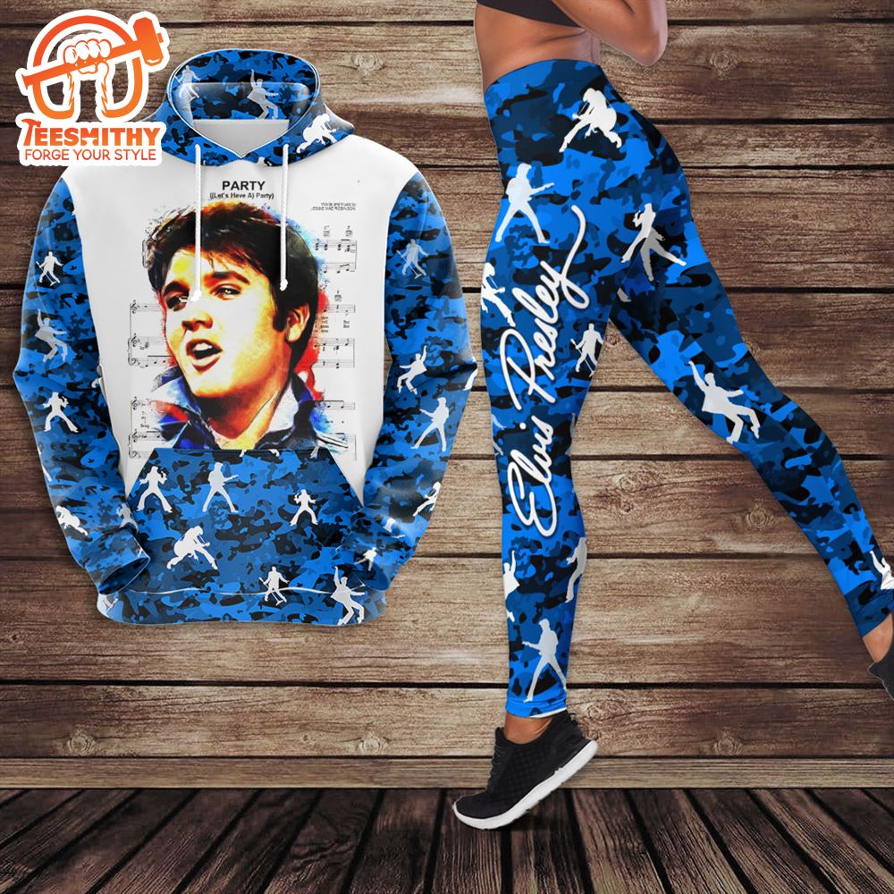 Elvis Presley Blue 3D Hoodie Leggings