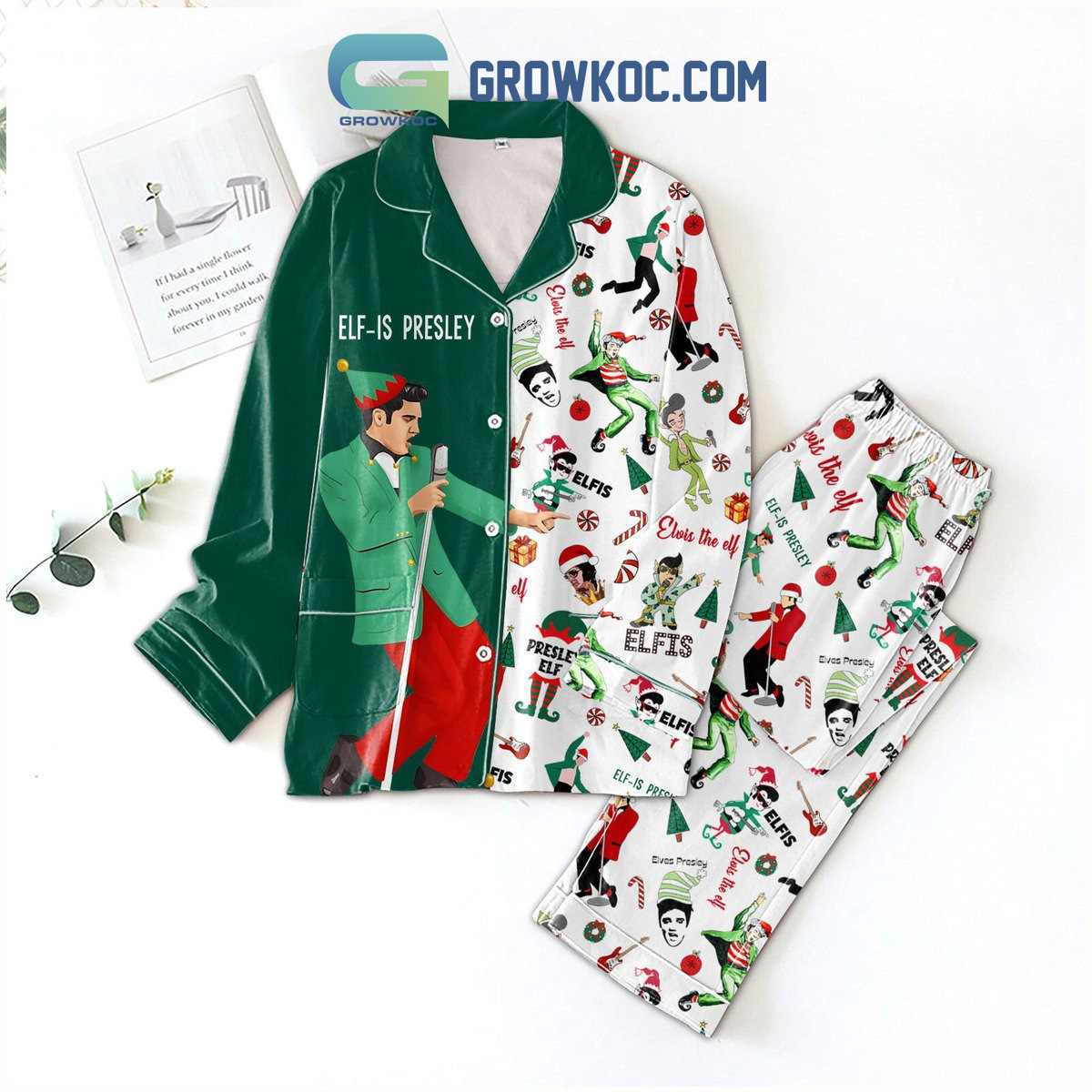 Elvis Presley Elf Christmas Pajamas Set2B1 2XeX8