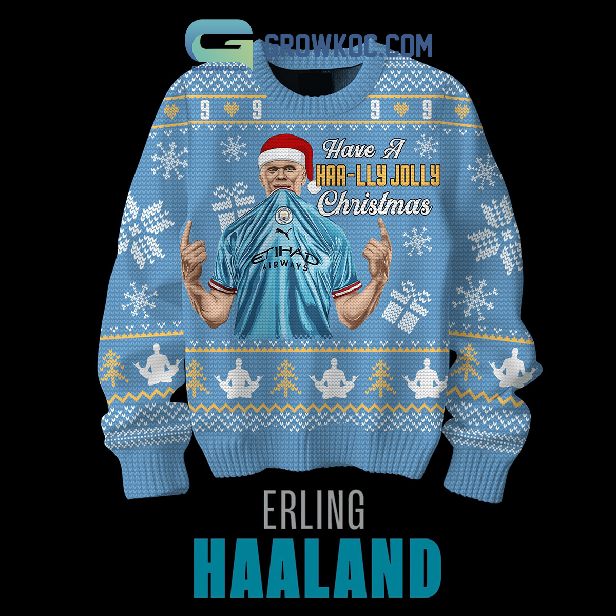 Erling Haaland Have A Haally Jolly Christmas Ugly Sweater2B1 uDAqm