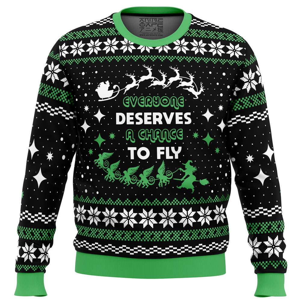 Everyone Deserves to Fly PC Ugly Christmas Sweater front mockup