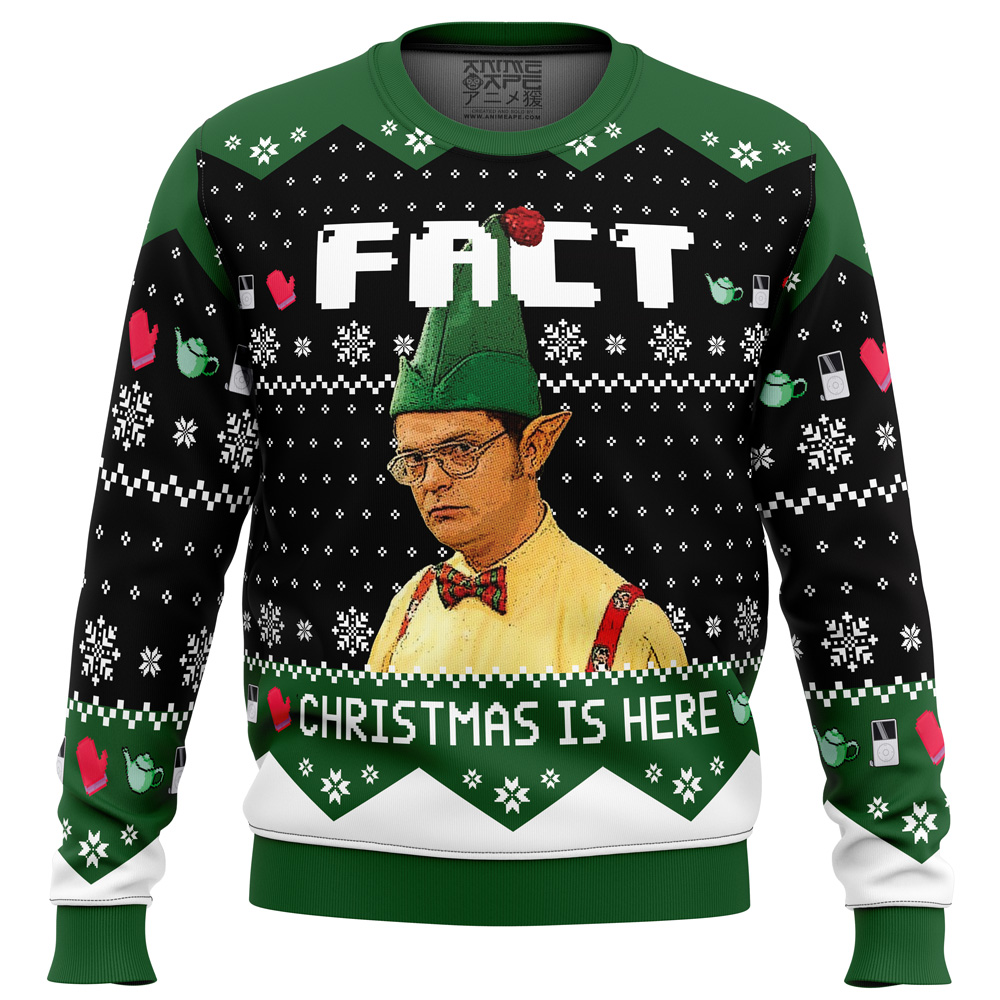 Fact Christmas Is Here The Office Ugly Christmas Sweater FRONT mockup