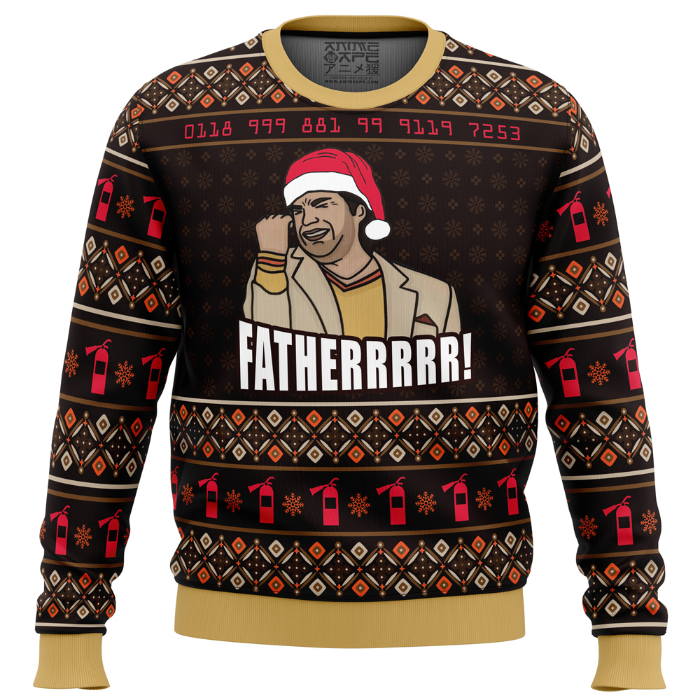 Fatherrrr The IT Crowd Ugly Christmas Sweater FRONT mockup