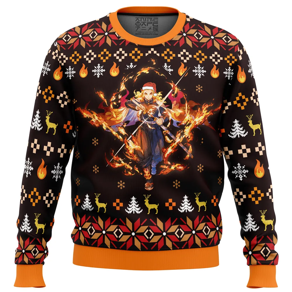 Fire Rengoku Demon Slayer men sweatshirt FRONT mockup