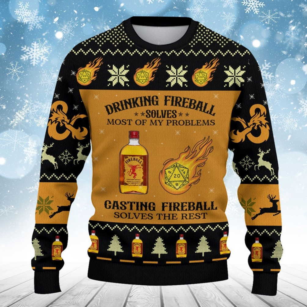 Fireball Dungeons Dragons Ugly Christmas Sweater