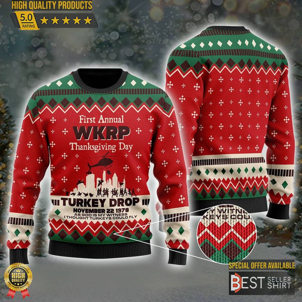 First Annual Wkrp Turkey Drop Christmas Ugly Sweater Xmas Sweater Ugly Christmas Sweater 1