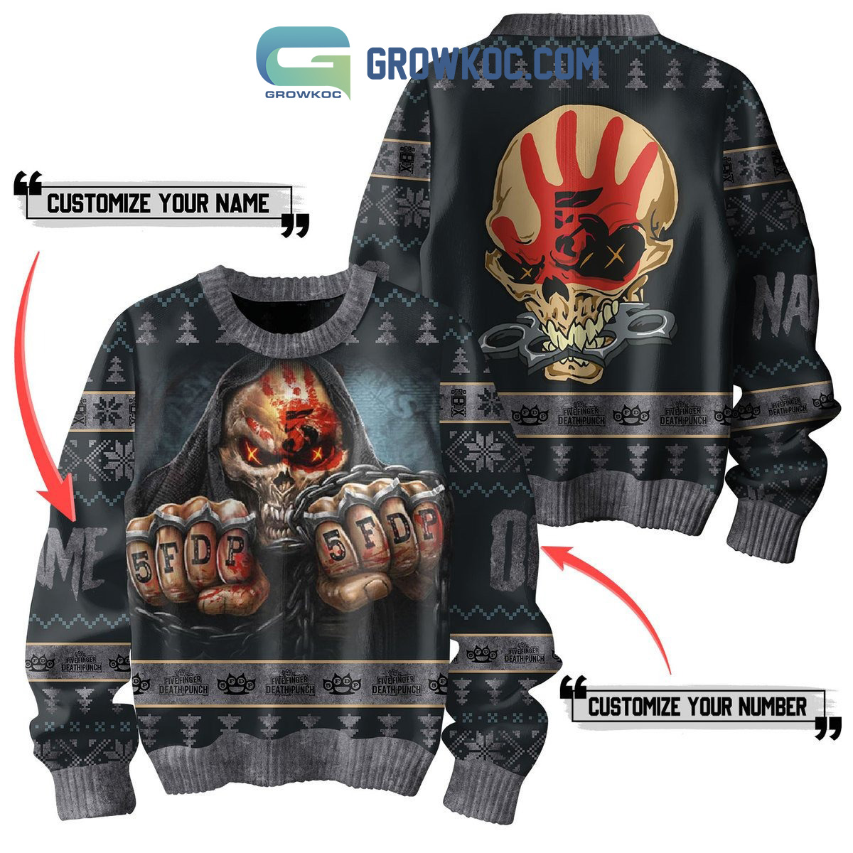 Five Finger Death Punch Band Personalized Ugly Sweater2B1 0dKnL