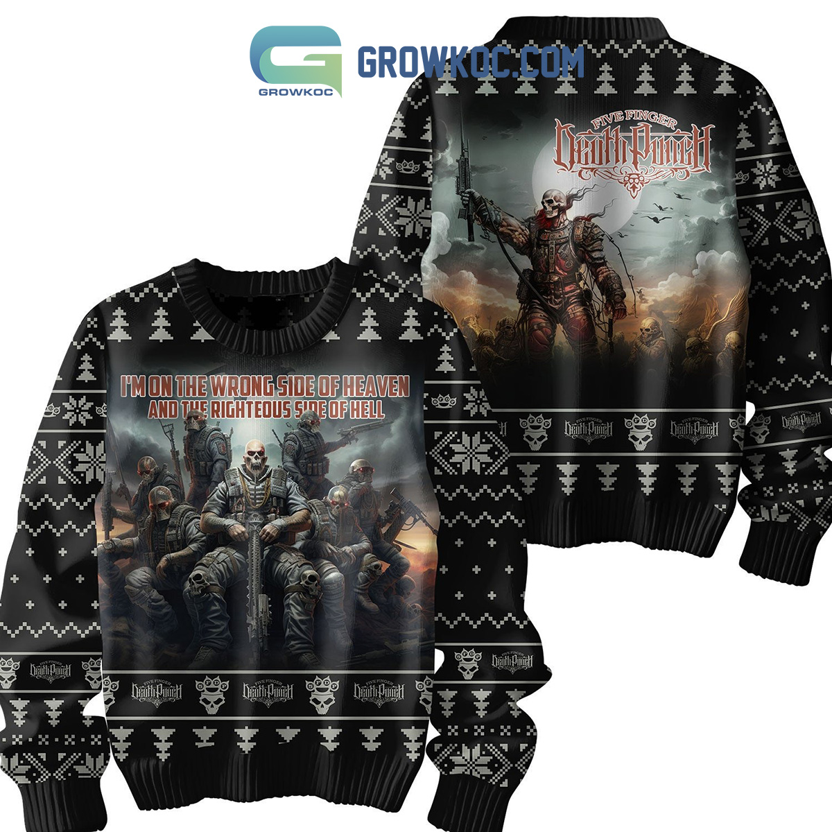 Five Finger Death Punch Side Of Hell Christmas Ugly Sweater2B1 Ogj6B