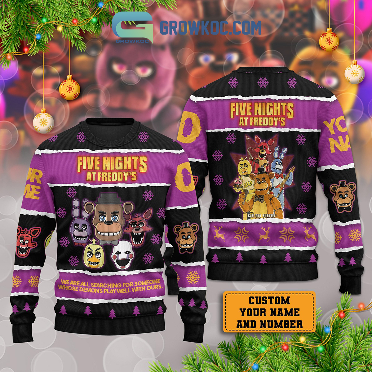 Five Nights At Freddy s We Are All Searching For Someone Whoes Demons Play Well With Ours Christmas Custom Name Number Ugly Sweaters2B1 0E6K4