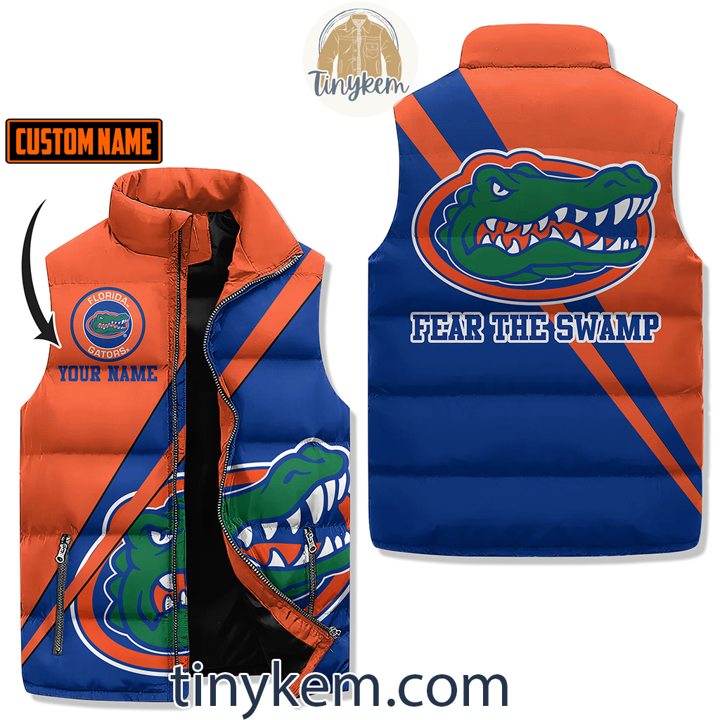 Florida Gators Customized Puffer Sleeveless Jacket Fear The Swamp2B1 GZ7Xj