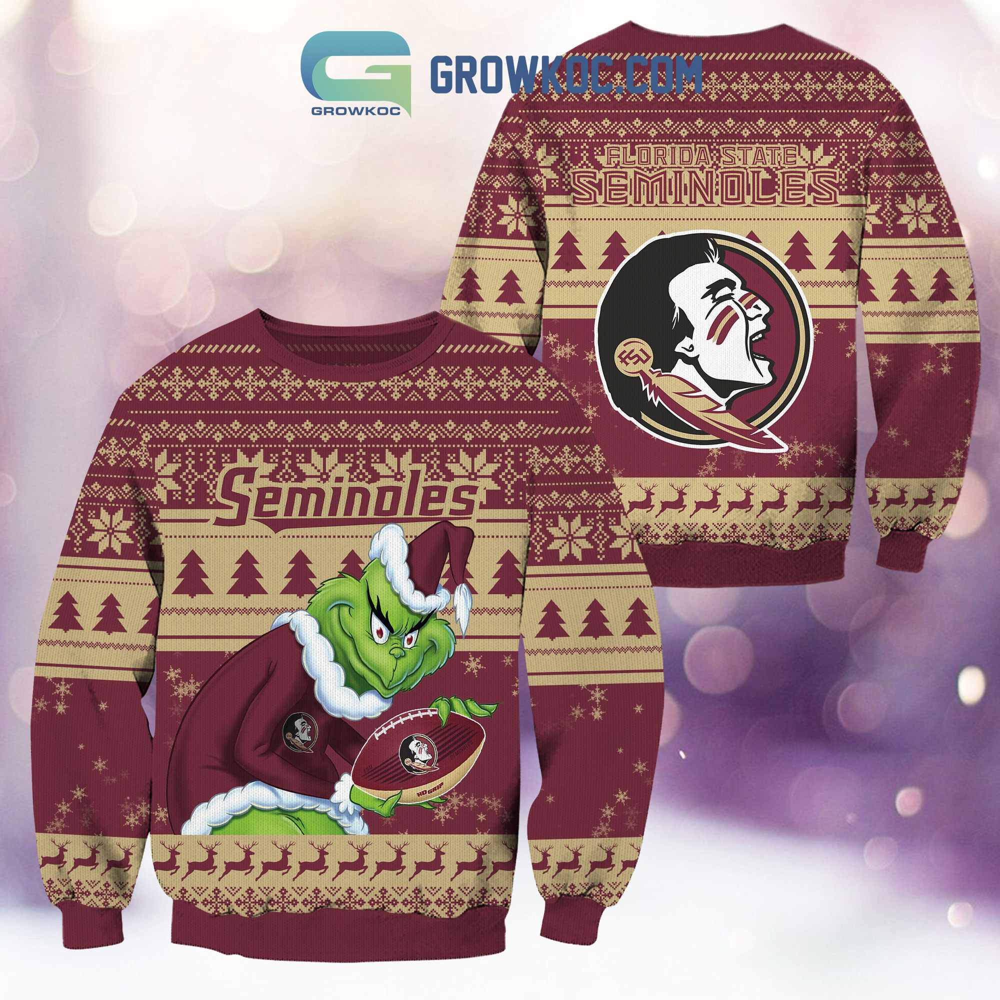 Florida State Seminoles Grinch NCAA Christmas Ugly Sweater2B1 l6HWZ