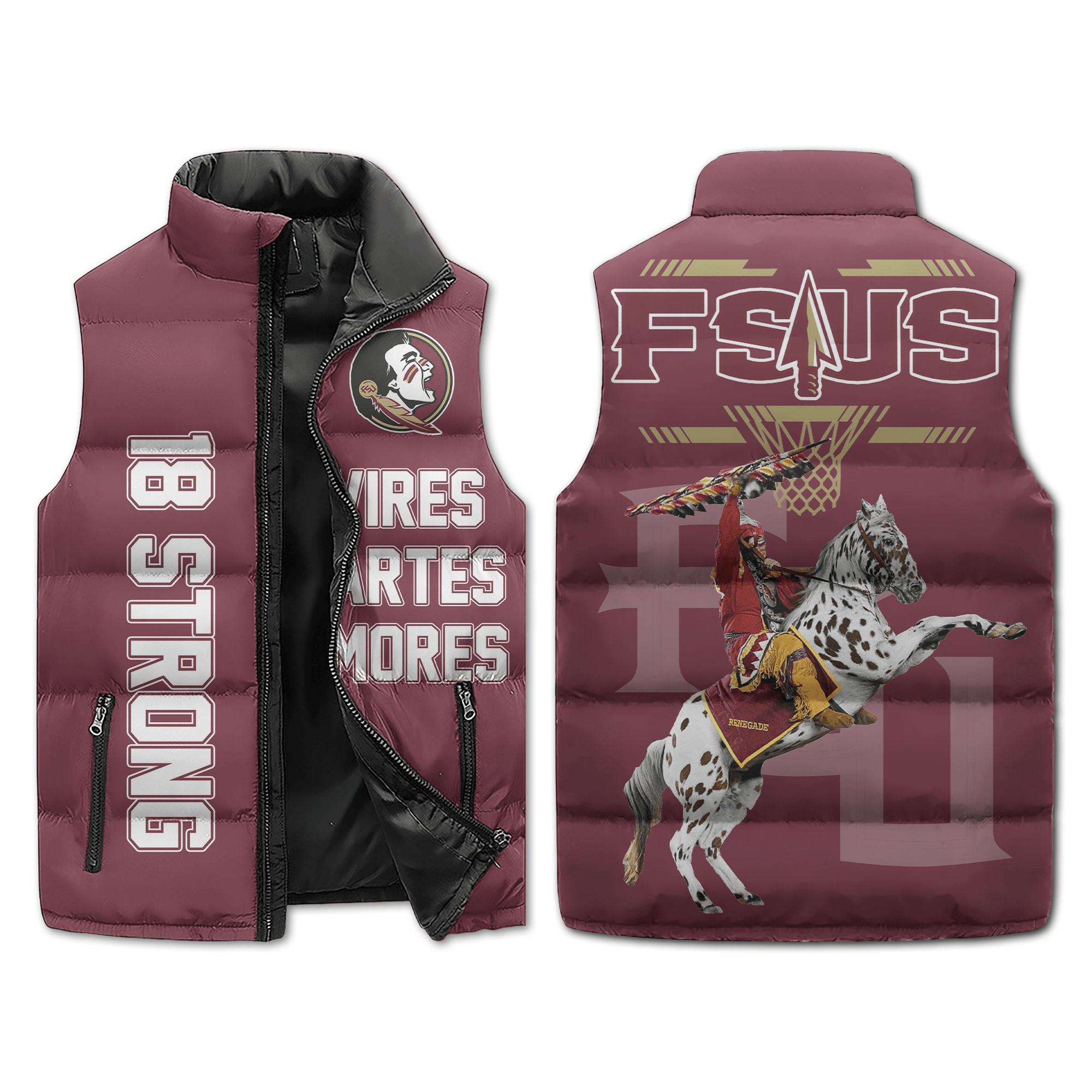 Florida State Seminoles Puffer Sleeveless Jacket 18 Strong Vires Artes Mores2B1 dRZia