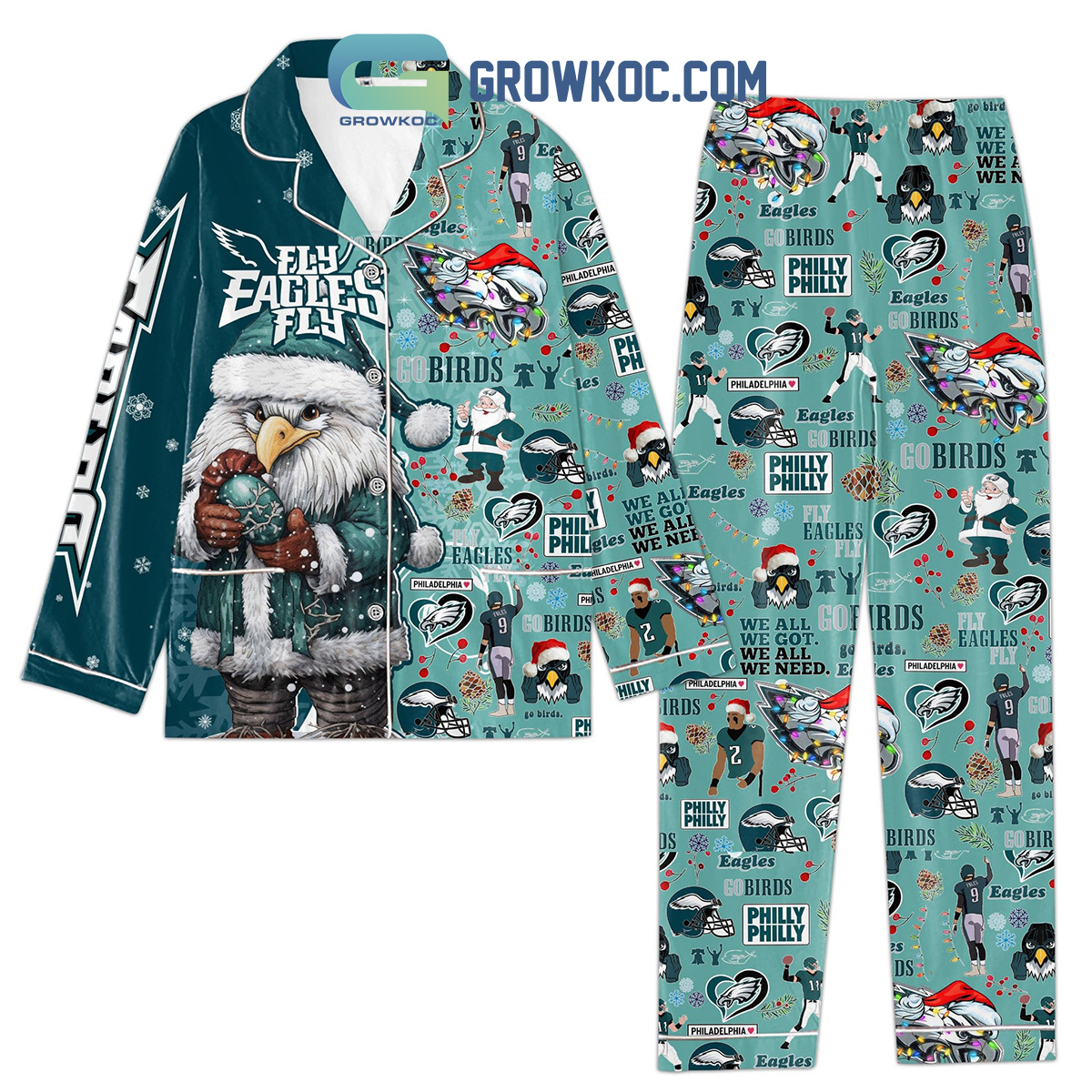 Fly Eagles Fly Go Birds Pajamas Set2B1 R2L43