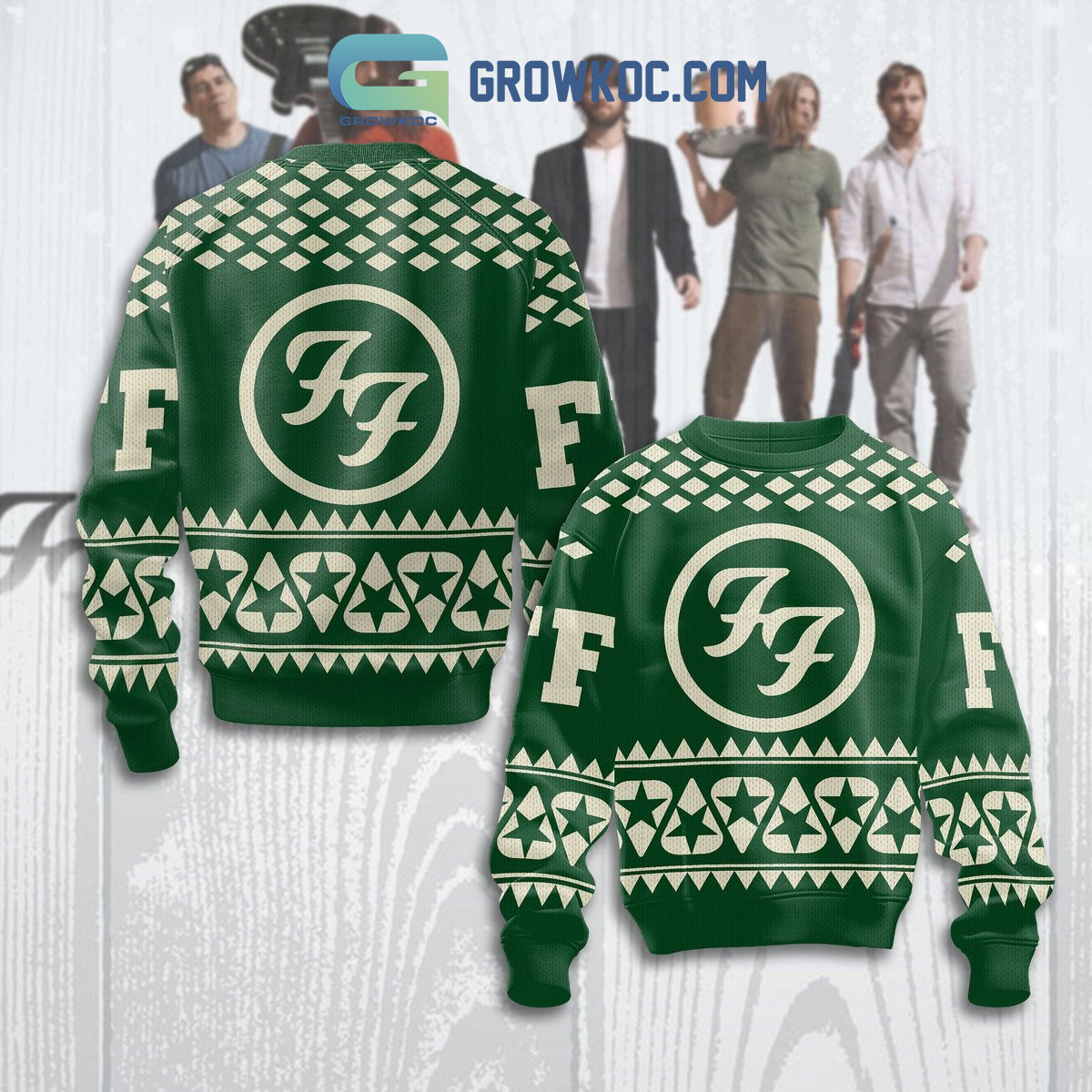 Foo Fighters Green Star Ugly Sweater2B1 4aYcr