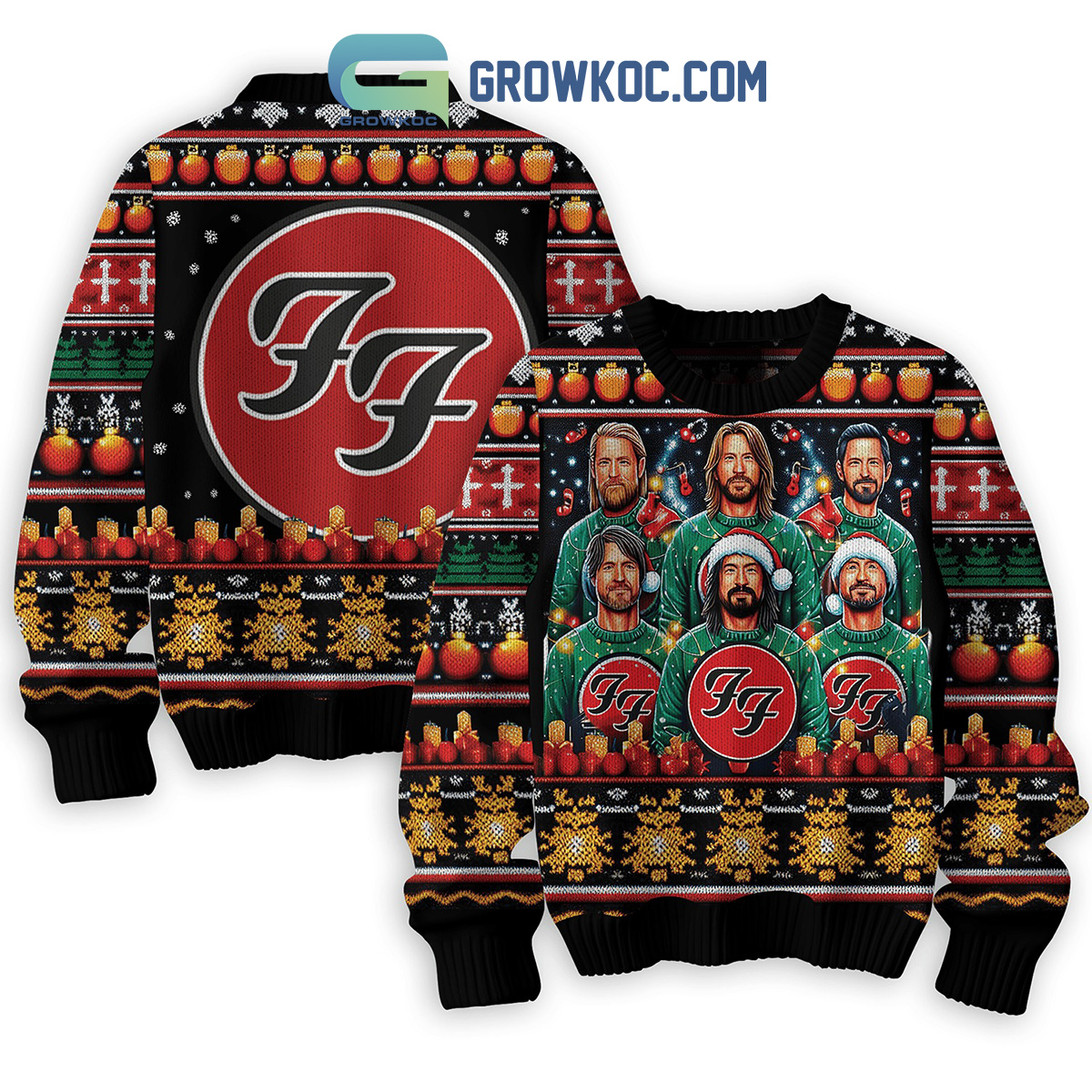 Foo Fighters Rock Band Wearing Christmas Ugly Sweater2B1 mKEfk