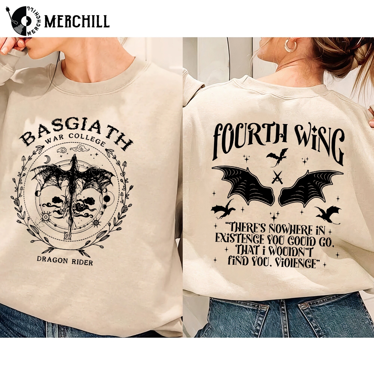 Fourth Wing Double Sided Sweatshirt Basgiath War College Shirt