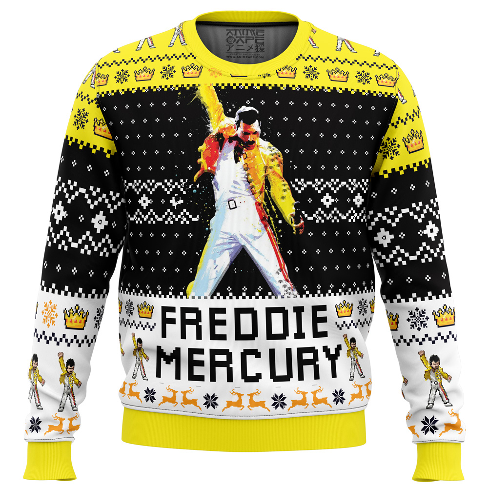 Freddie Mercury Queen Ugly Christmas Sweater FRONT mockup