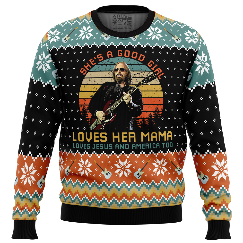 Free Fallin Tom Petty Ugly Christmas Sweater FRONT mockup