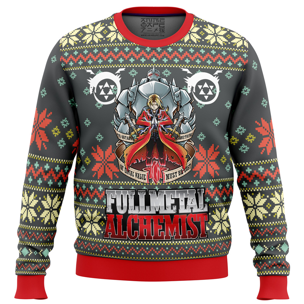 Fullmetal Alchemist Alt Ugly Christmas Sweater FRONT mockup