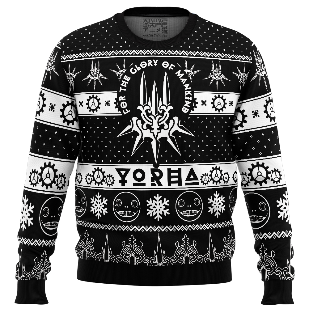 Game of Yorha Nier Automata Ugly Christmas Sweater FRONT mockup