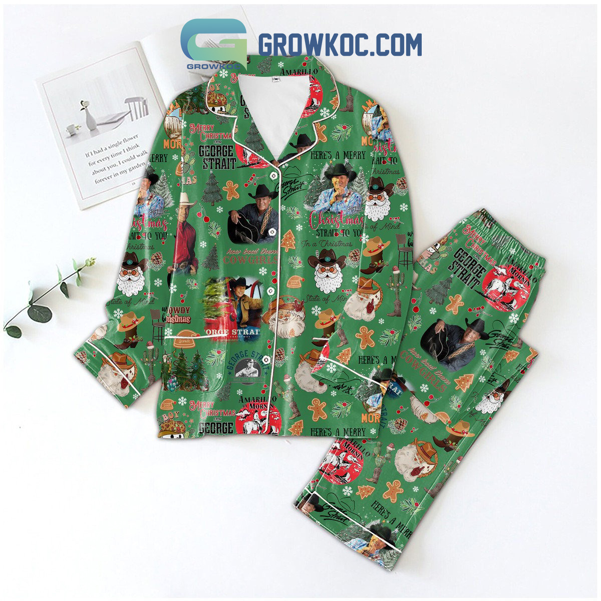 George Strait Heres A Merry Christmas Strait To You Pajamas Set2B1 H3ILk