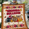 Georgia Bulldogs NCAA Football Welcome Fall Pumpkin Halloween Fleece Blanket Quilt2B1 COCxu