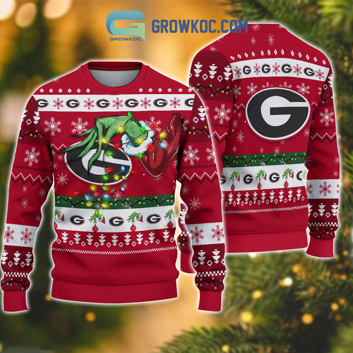 Georgia Bulldogs NCAA Grinch Christmas Ugly Sweater2B1 8VDM3