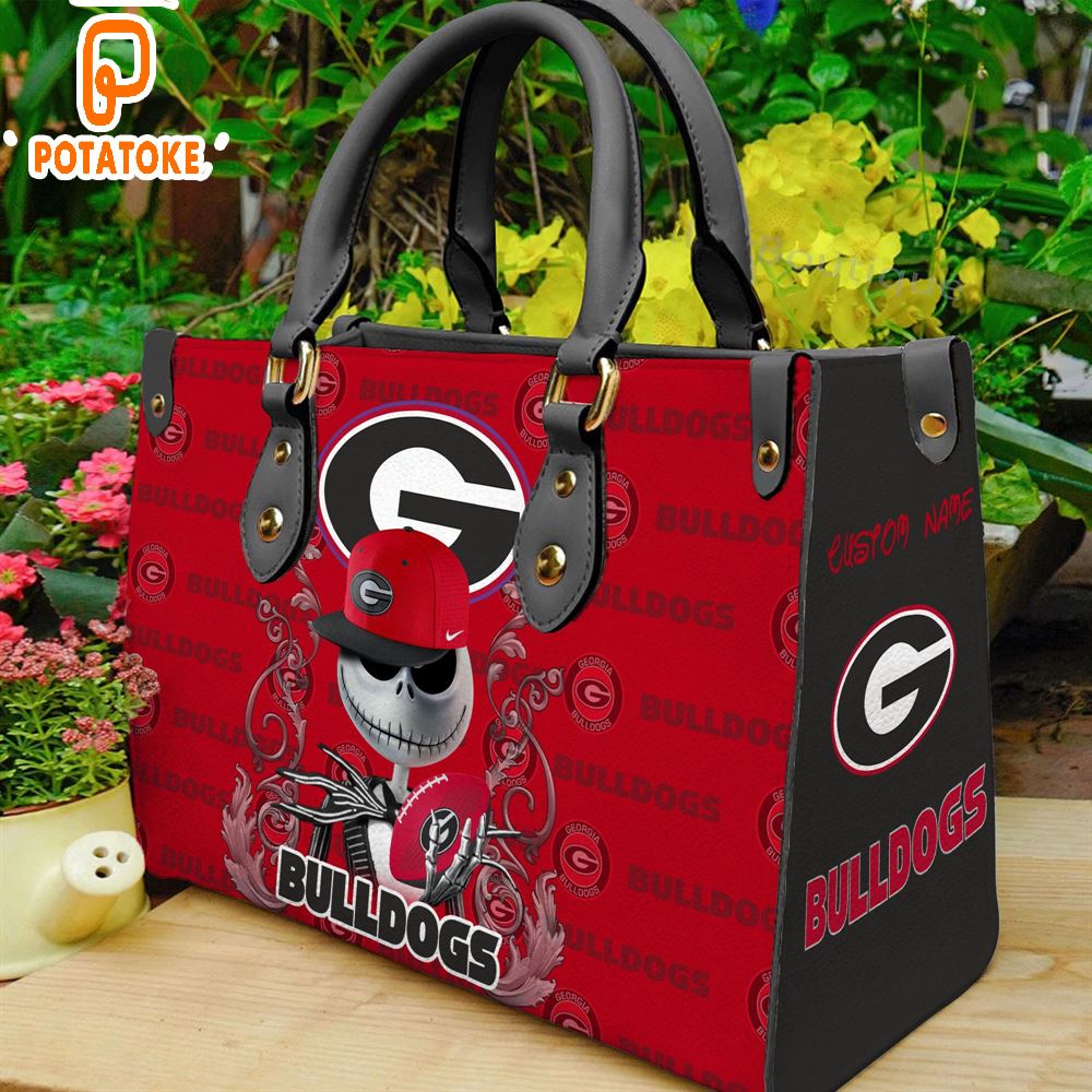 Georgia Bulldogs NCAA Jack Skellington Women Leather Hand Bag