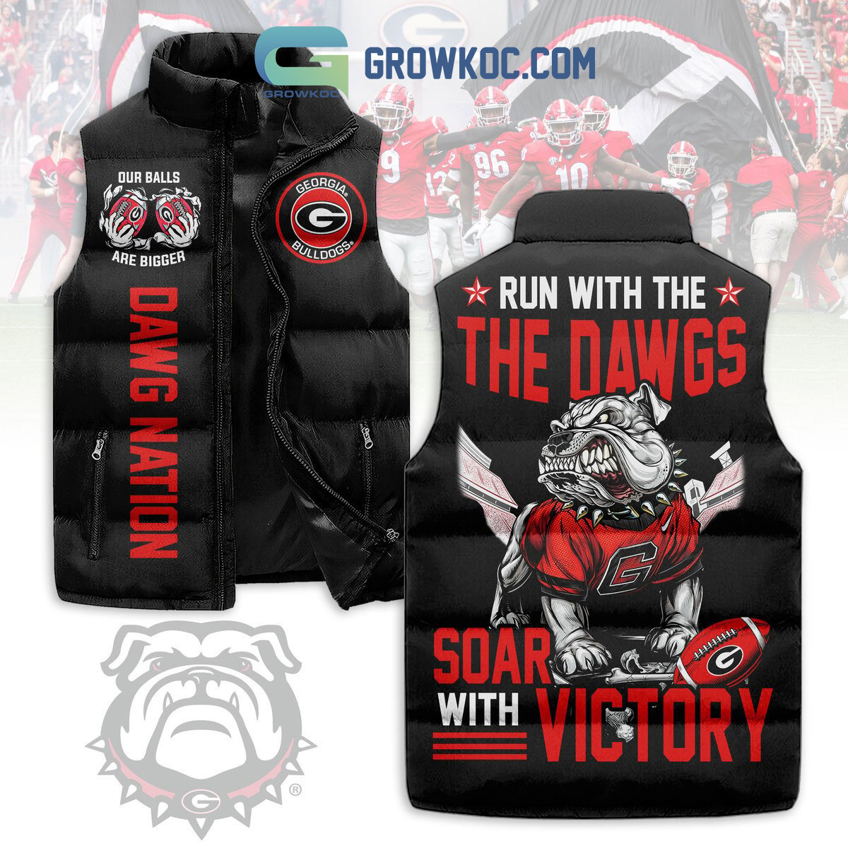 Georgia Bulldogs Run With The Dawgs Nation Sleeveless Puffer Jacket2B1 fae9R